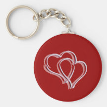dual hearts key chain