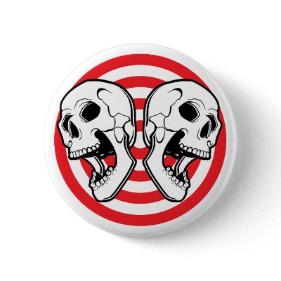 Dual Skull Target Pinback Buttons by SkullShock