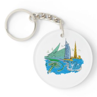 dubai city no txt blue graphic travel design.png acrylic keychain