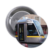 Dublin Luas Silver Tram Yellow Stripe Button