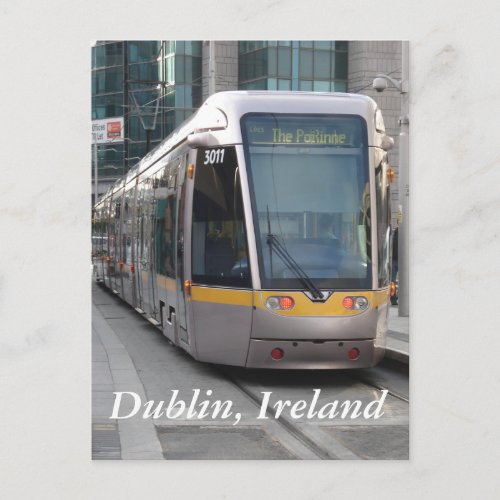 Dublin Luas Silver Tram Yellow Stripe Postcard postcard