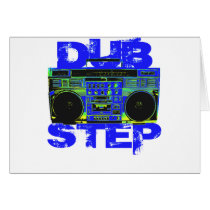 Dubstep Blue Boombox Greeting Cards
