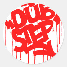 Dubstep FatCap Red Round Sticker