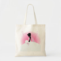Ducha nupcial de la silueta elegante de la novia bolsas