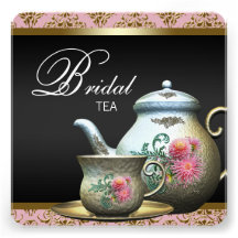 Ducha nupcial rosada de la taza de té del damasco  invitaciones personales 
