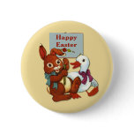 Duck and Bunny Easter Button