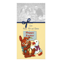 Duck and Bunny Easter Photo Card