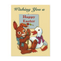 Duck and Bunny Easter Postcard
