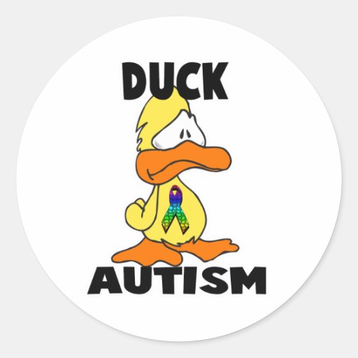 Duck Autism Round Sticker