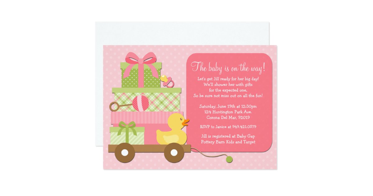 Duck Baby Girl Shower Invitation Zazzle