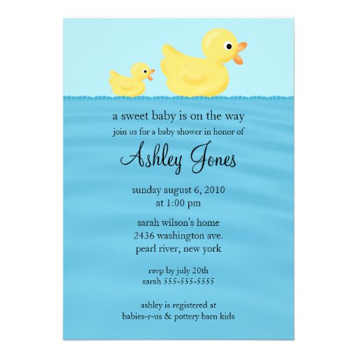 Duck Baby Shower Custom Announcements (front side)