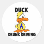 Duck Drunk Driving Round Sticker