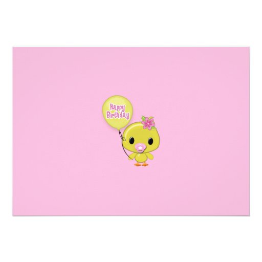 Duck Ducky birthday invitation pink yellow (photo)