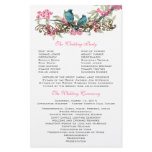 Duck Egg Blue Vintage Birds &amp; Pink Wedding Program Customized Stationery