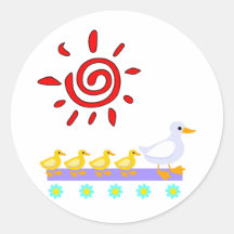 Duck Family Round Stickers