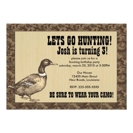 Duck Hunting Birthday Personalized Invite