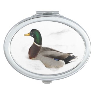 Duck in Snow Compact Mirror