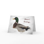Duck in Snow Seasons Greetings cards