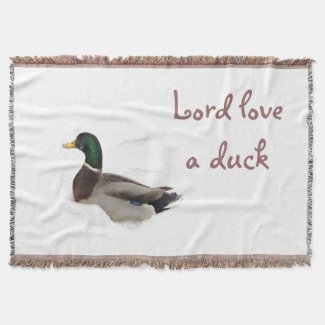 Duck in Snow Throw Blanket