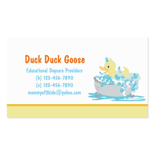 Duck in Tub Daycare or any business card template
