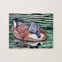 Duck swimming in water painting puzzles
