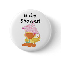 Duck with Pink Umbrella Baby Shower buttons