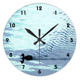 Duck with Ripples Round Wall Clock