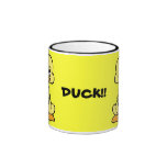 DUCK! yellow duck ringer ceramic mug