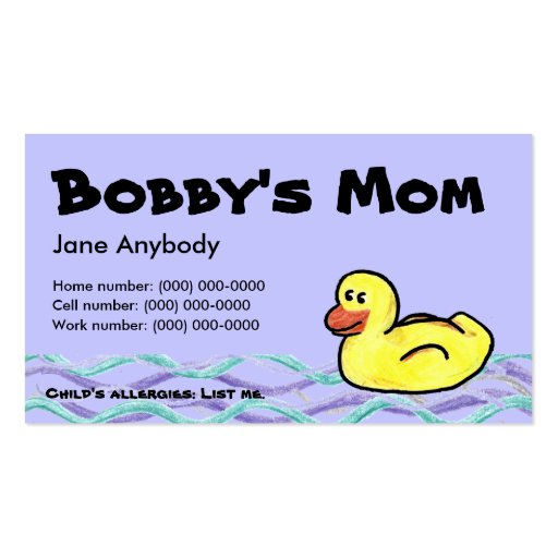 Duckin' Along Mom Card Business Card Templates (front side)