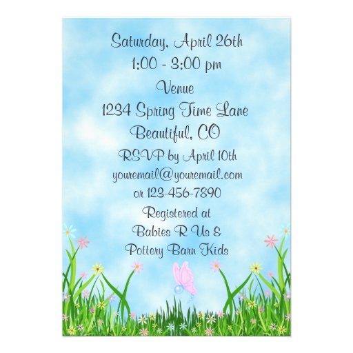 Duckling and Butterflies Baby Shower Invite Girls
