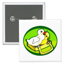 duckling chick in suitecase green back buttons