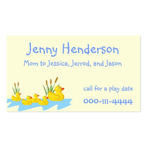 Ducklings Mommy calling card Business Card Template (front side)