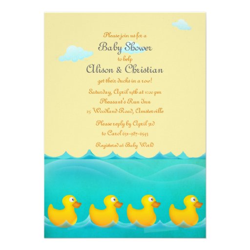 Ducks in a Row Baby Shower Invitation (front side)
