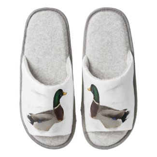Ducks in Snow Pair of Open Toe Slippers