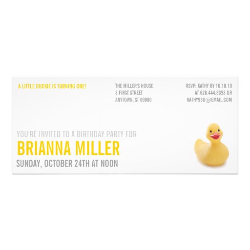 Ducky Kitsch Birthday Party Invitation (front side)