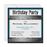 Duct Tape Square Men's Blue Birthday Invitations