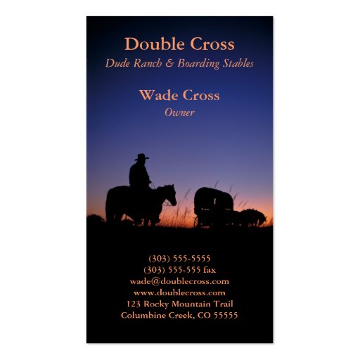 Dude Ranch Profile Card Business Card Template (front side)