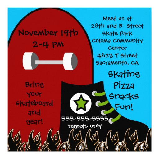 Dude Skateboarding Birthday Invitation