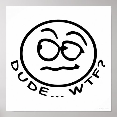 Dude WTF Smilie Poster