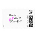 Due In April (It's A Girl) postage by CelebrationZazzle Due In April (It's A Girl) postage