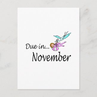 Due In November (Baby/Stork) postcard