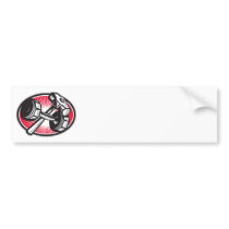 Dumbbell and Sledgehammer Retro Bumper Sticker