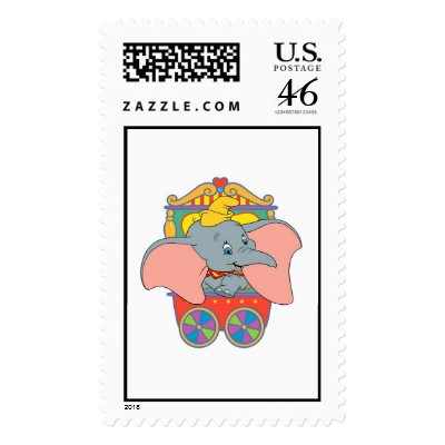 Dumbo sitting in his trolley postage