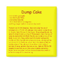 Dump Cake Recipe on a Refrigerator Magnet