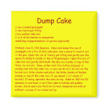 Dump Cake Recipe on a Refrigerator Magnet