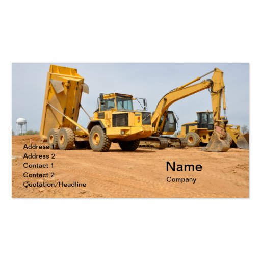 dump truck and backhoe business cards