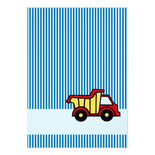 Dump Truck and Pin Stripe Birthday Party Custom Announcement
