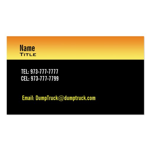 Dump Truck Business Cards (back side)