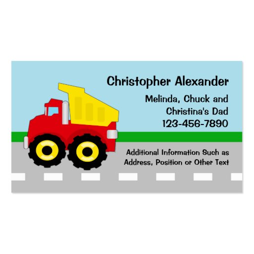 Dump Truck Calling Card Business Cards (front side)