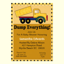 Dump Truck Theme Baby Shower Invitation invitations
